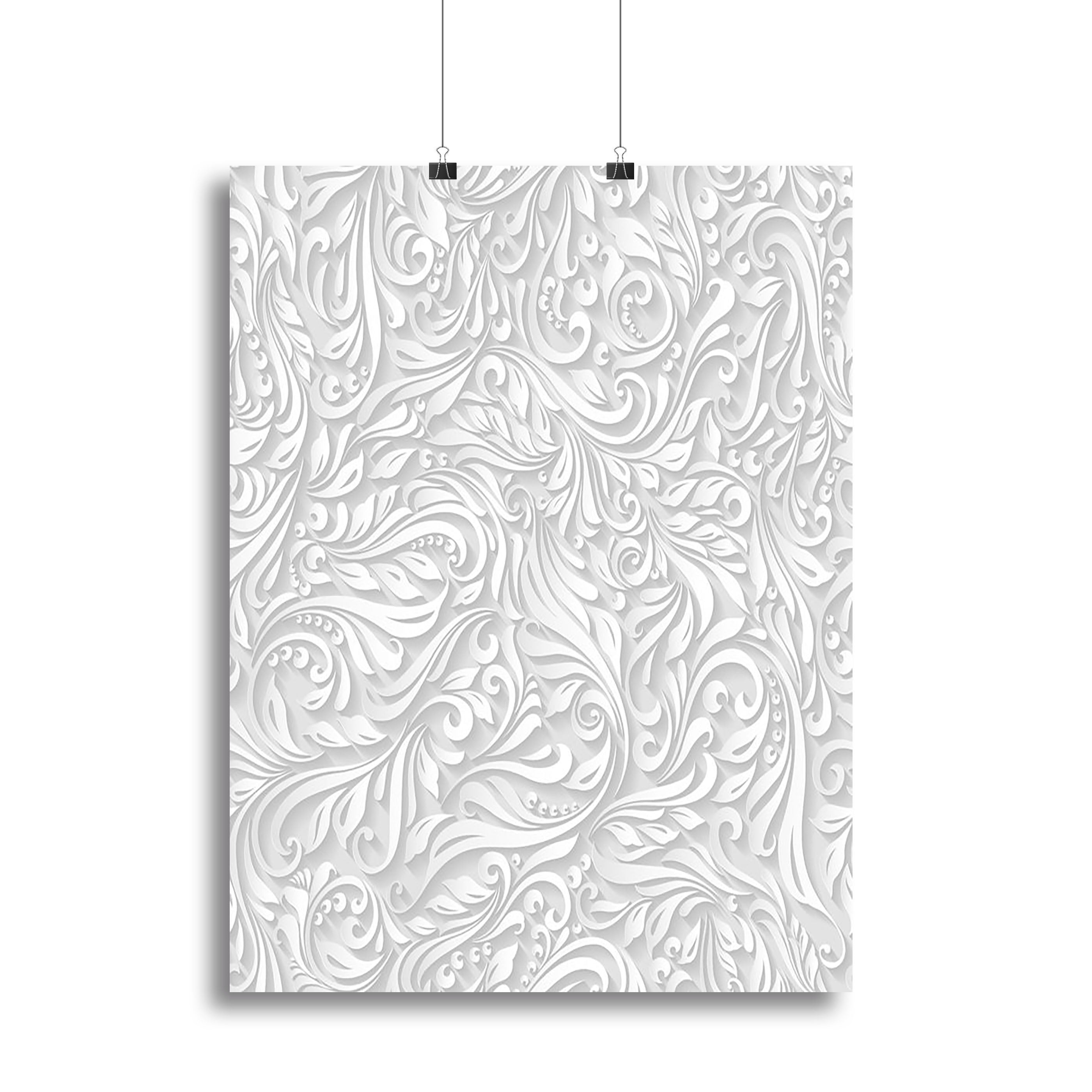 Seamless abstract white floral Canvas Print or Poster - Canvas Art Rocks - 2
