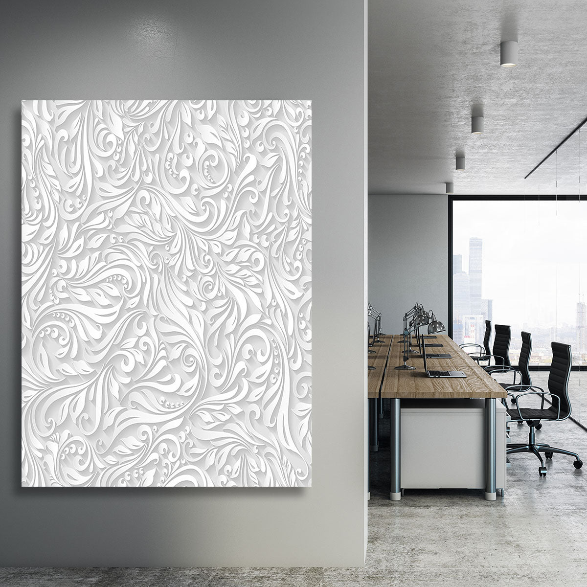 Seamless abstract white floral Canvas Print or Poster - Canvas Art Rocks - 3
