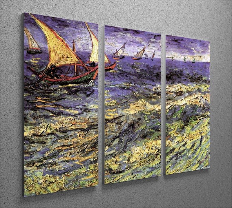 Seascape at Saintes-Maries by Van Gogh 3 Split Panel Canvas Print - Canvas Art Rocks - 4
