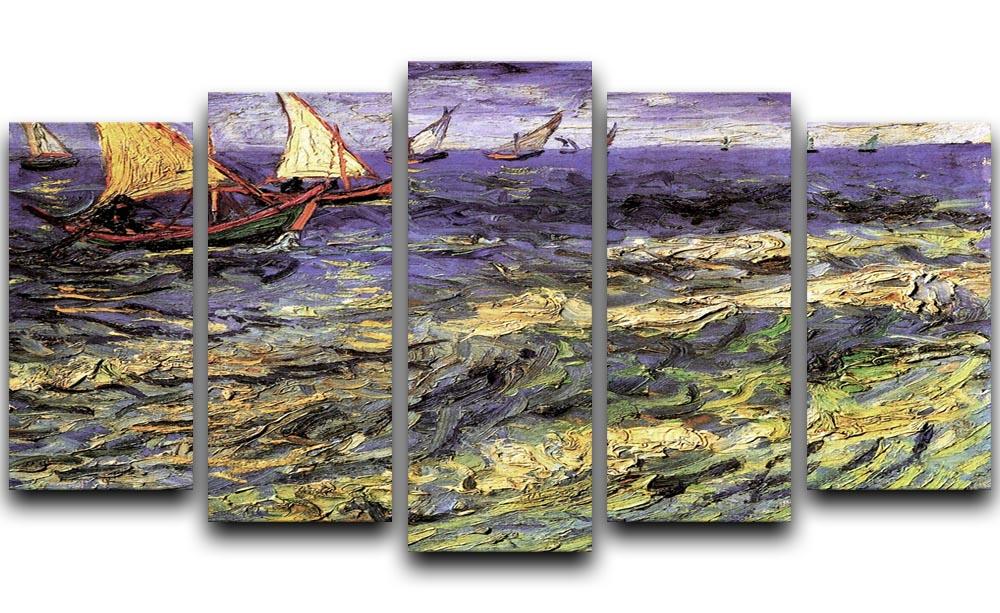 Seascape at Saintes-Maries by Van Gogh 5 Split Panel Canvas  - Canvas Art Rocks - 1