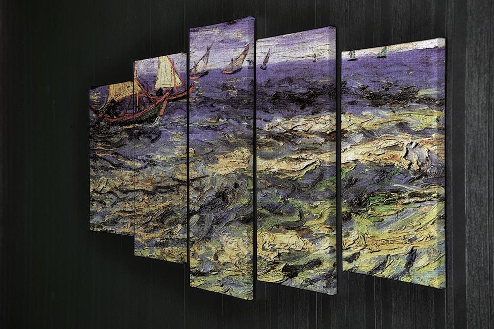 Seascape at Saintes-Maries by Van Gogh 5 Split Panel Canvas - Canvas Art Rocks - 2