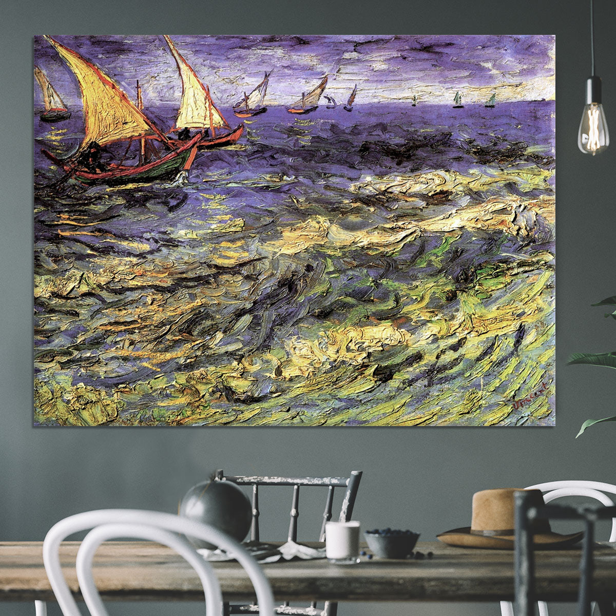 Seascape at Saintes-Maries by Van Gogh Canvas Print or Poster - Canvas Art Rocks - 3