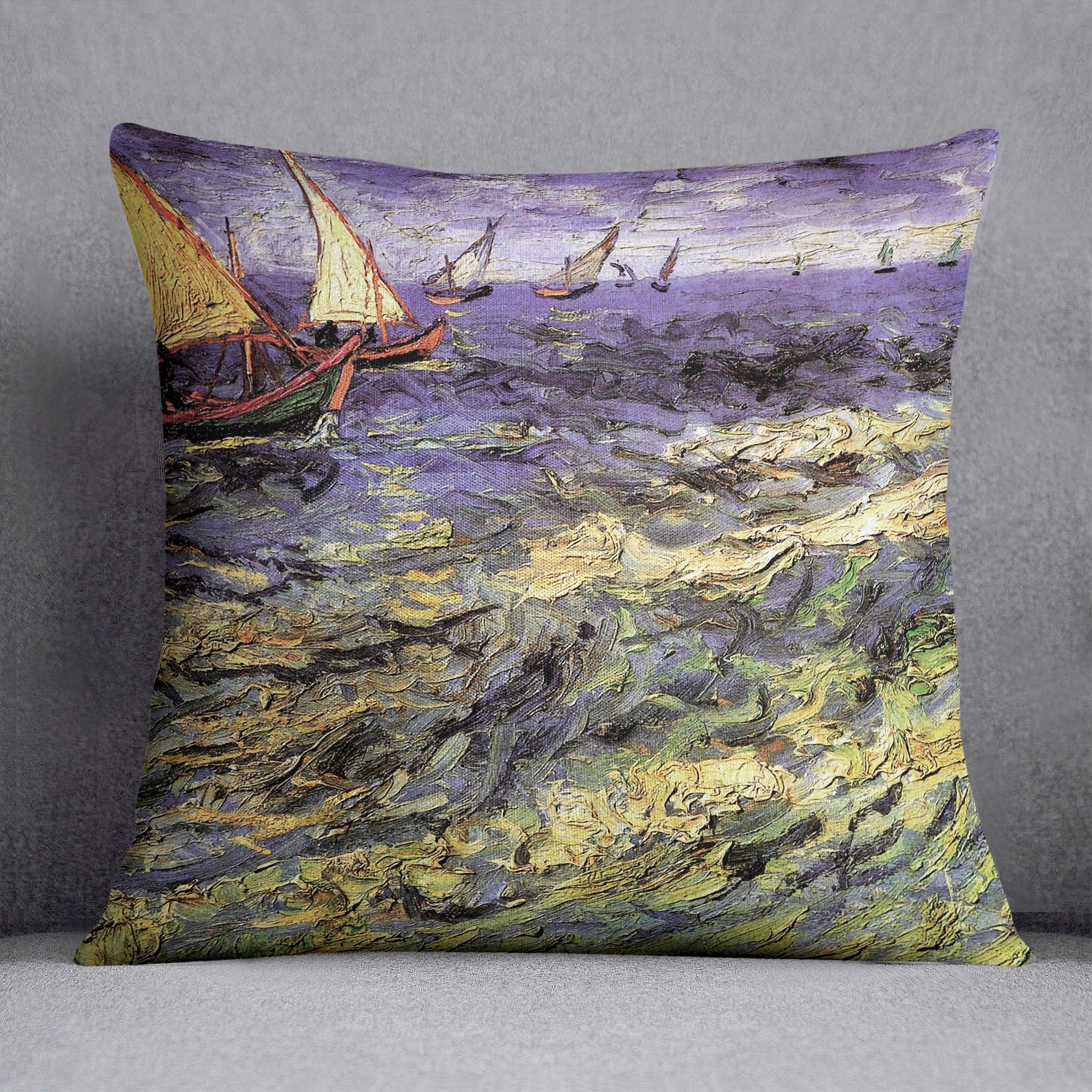 Seascape at Saintes-Maries by Van Gogh Cushion
