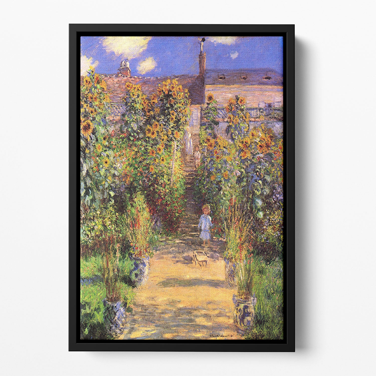 Seine bank at Vetheuil by Monet Floating Framed Canvas