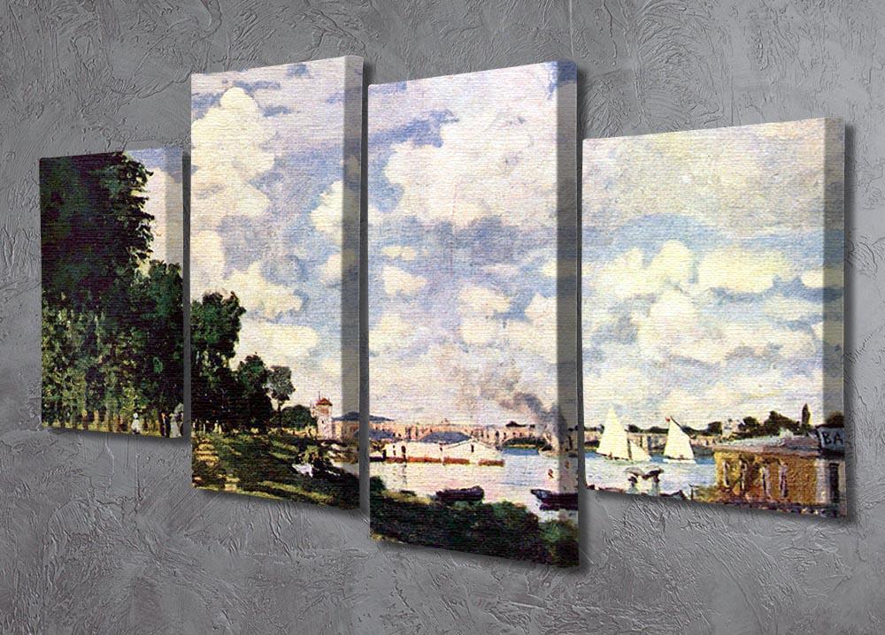 Seine basin near Argenteuil by Monet 4 Split Panel Canvas - Canvas Art Rocks - 2