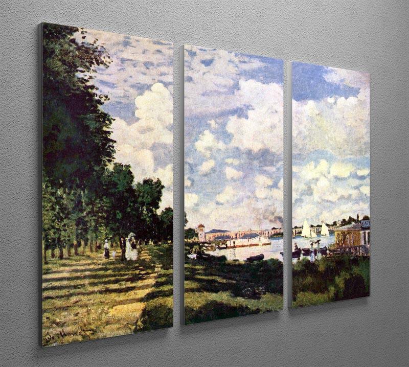 Seine basin near Argenteuil by Monet Split Panel Canvas Print - Canvas Art Rocks - 4