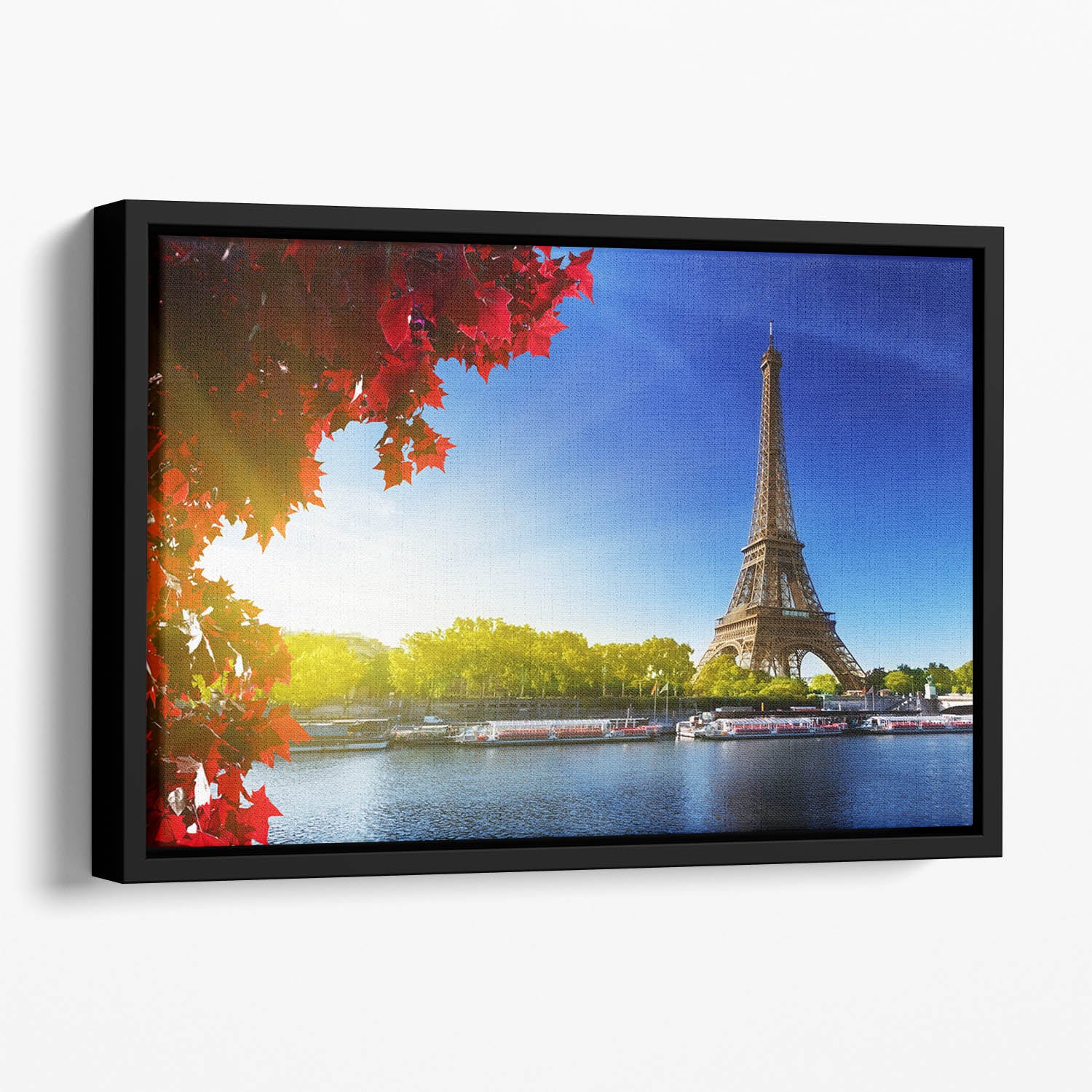 Seine in Paris with Eiffel tower Floating Framed Canvas