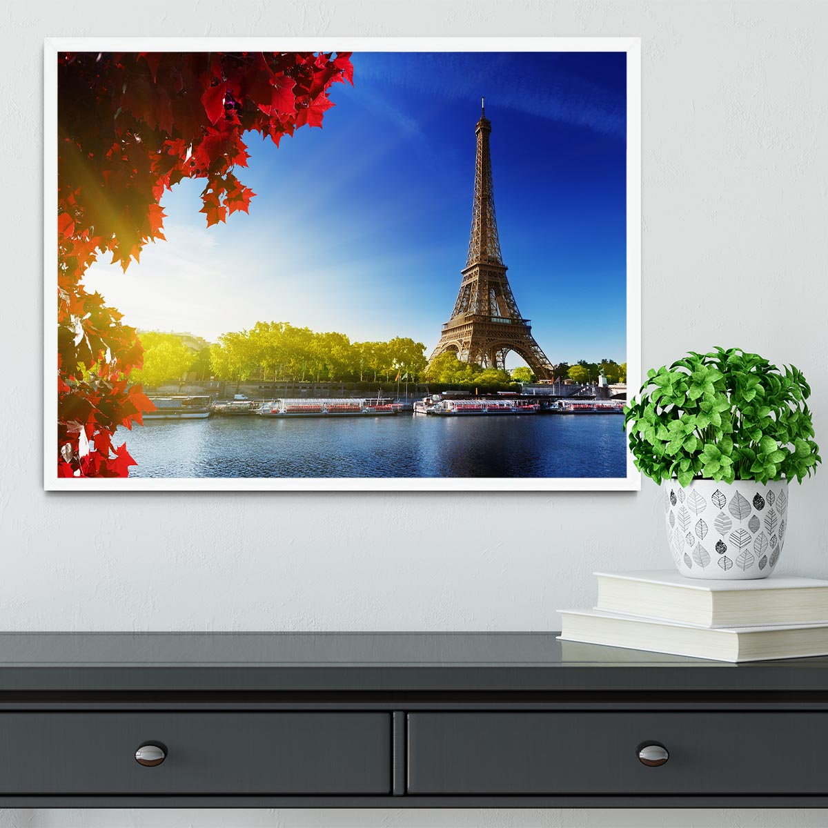 Seine in Paris with Eiffel tower Framed Print - Canvas Art Rocks -6