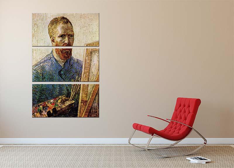 Self-Portrait in Front of the Easel by Van Gogh 3 Split Panel Canvas Print - Canvas Art Rocks - 2