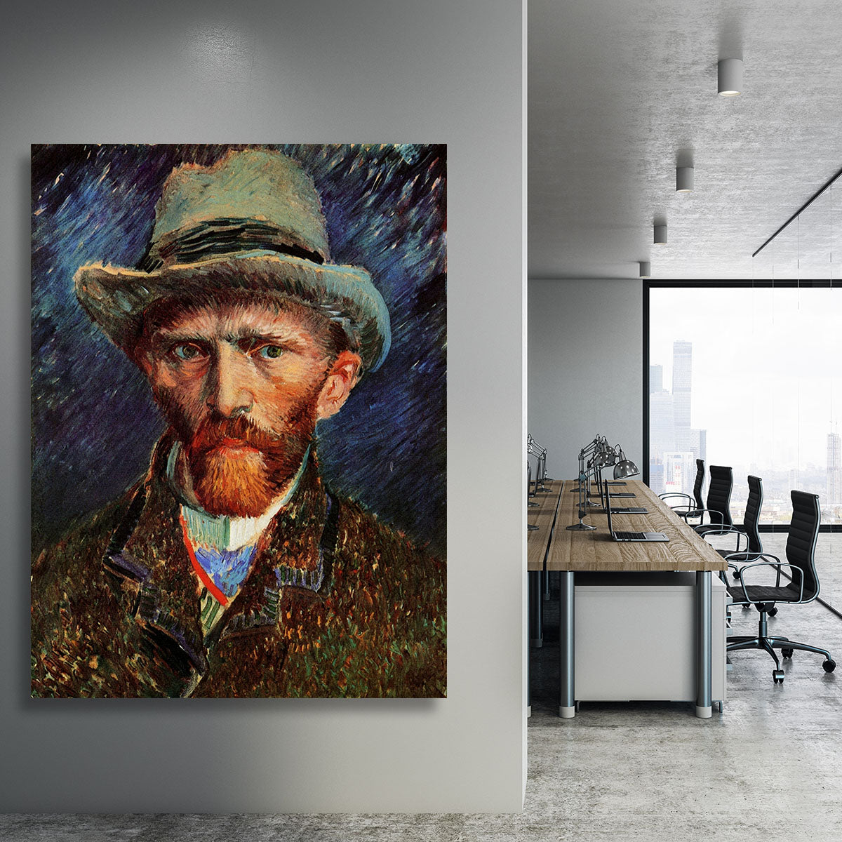 Self-Portrait with Grey Felt Hat by Van Gogh Canvas Print or Poster - Canvas Art Rocks - 3