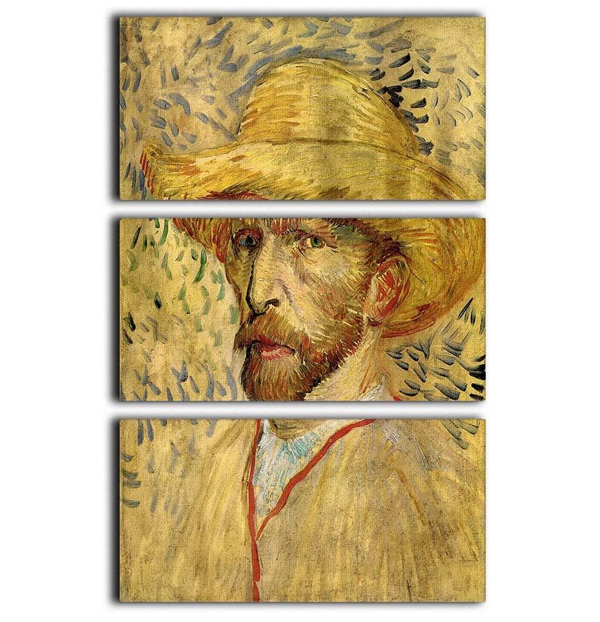 Self-Portrait with Straw Hat 2 by Van Gogh 3 Split Panel Canvas Print - Canvas Art Rocks - 1