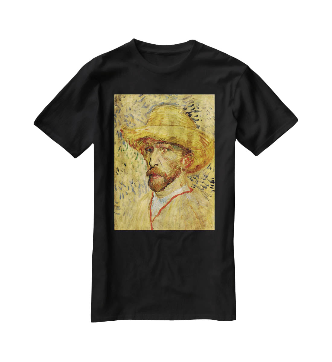 Self-Portrait with Straw Hat 2 by Van Gogh T-Shirt - Canvas Art Rocks - 1