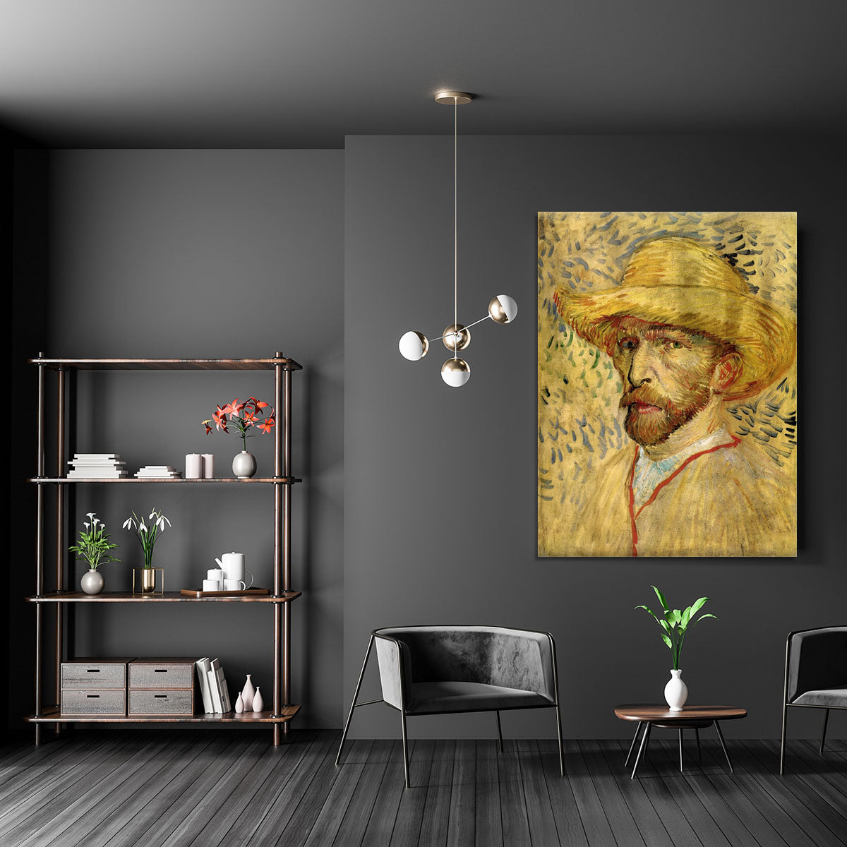 Self-Portrait with Straw Hat 2 by Van Gogh Canvas Print or Poster - Canvas Art Rocks - 5