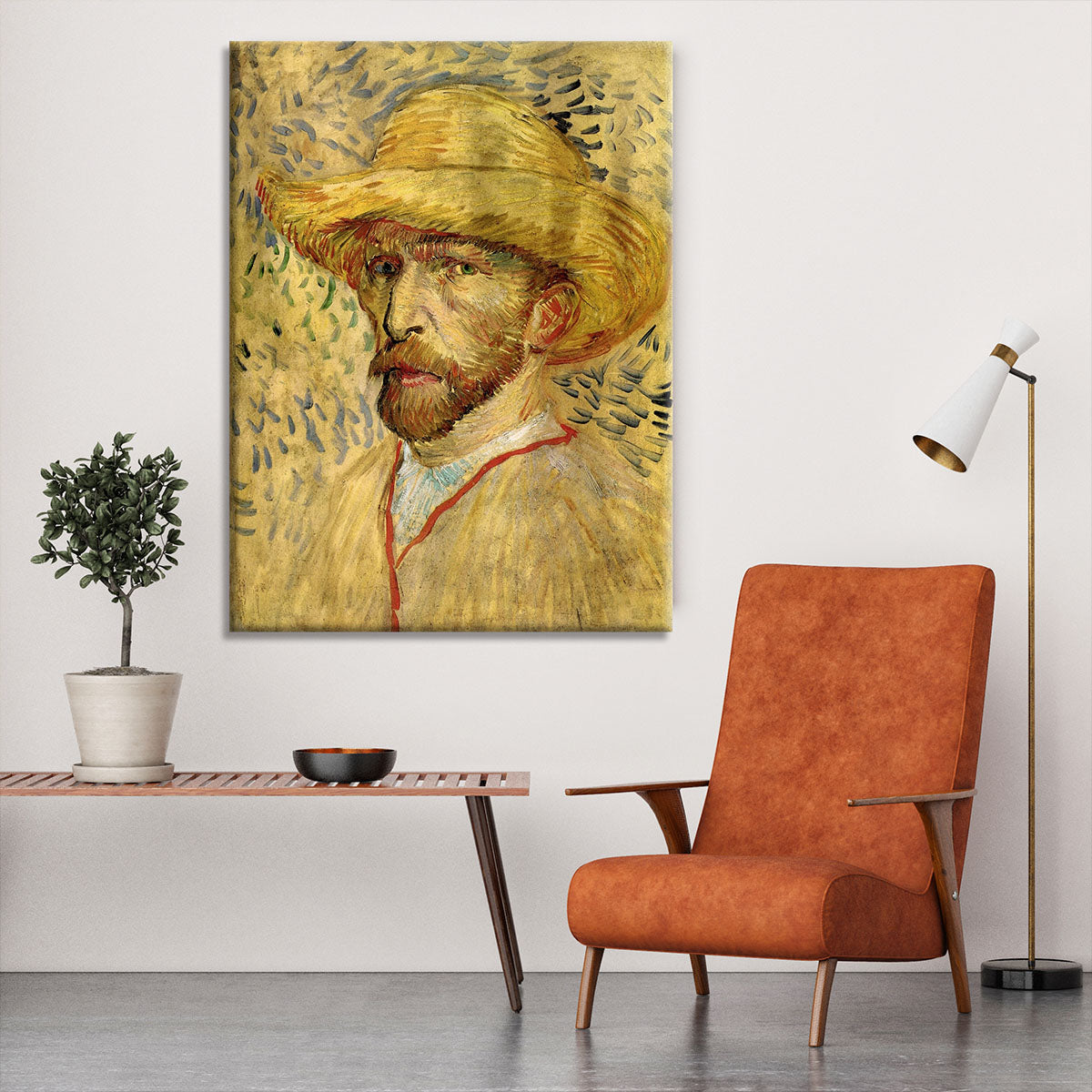 Self-Portrait with Straw Hat 2 by Van Gogh Canvas Print or Poster - Canvas Art Rocks - 6