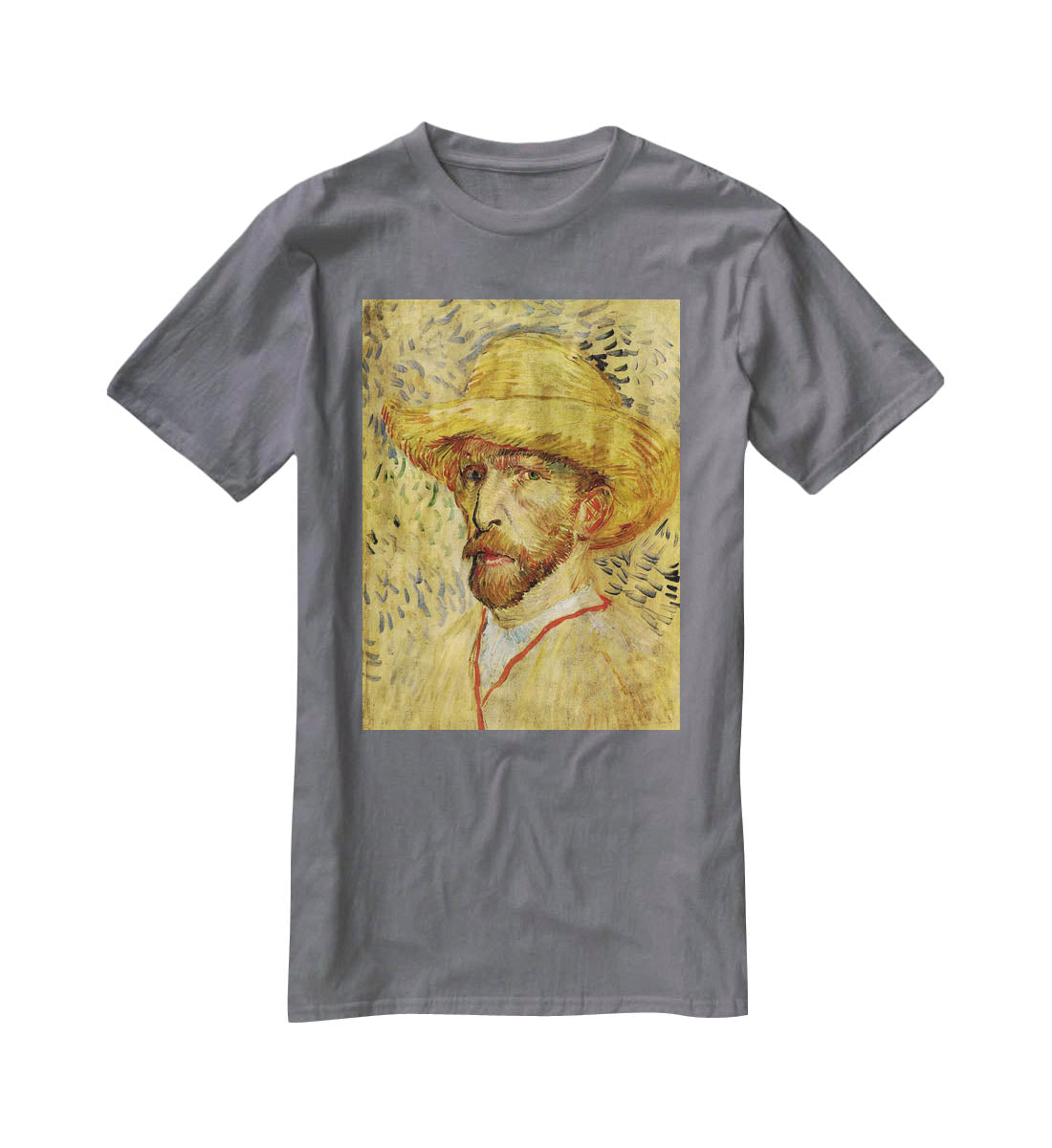 Self-Portrait with Straw Hat 2 by Van Gogh T-Shirt - Canvas Art Rocks - 3