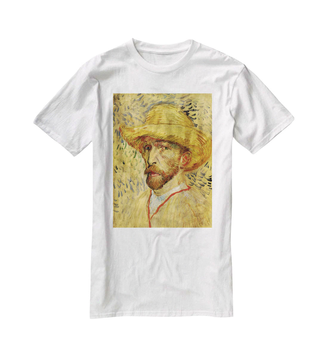 Self-Portrait with Straw Hat 2 by Van Gogh T-Shirt - Canvas Art Rocks - 5