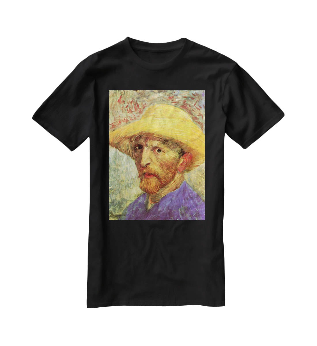 Self-Portrait with Straw Hat 3 by Van Gogh T-Shirt - Canvas Art Rocks - 1