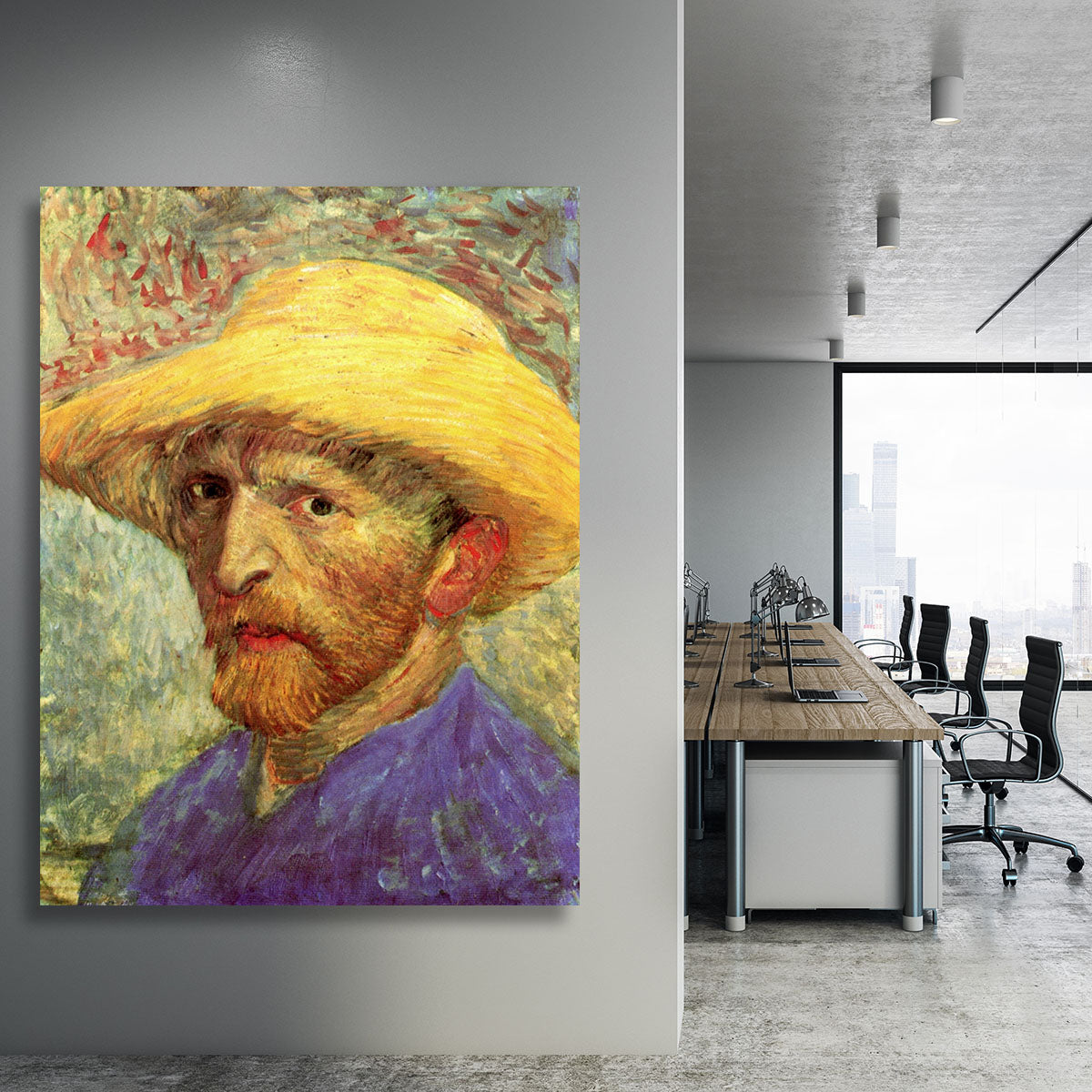Self-Portrait with Straw Hat 3 by Van Gogh Canvas Print or Poster - Canvas Art Rocks - 3