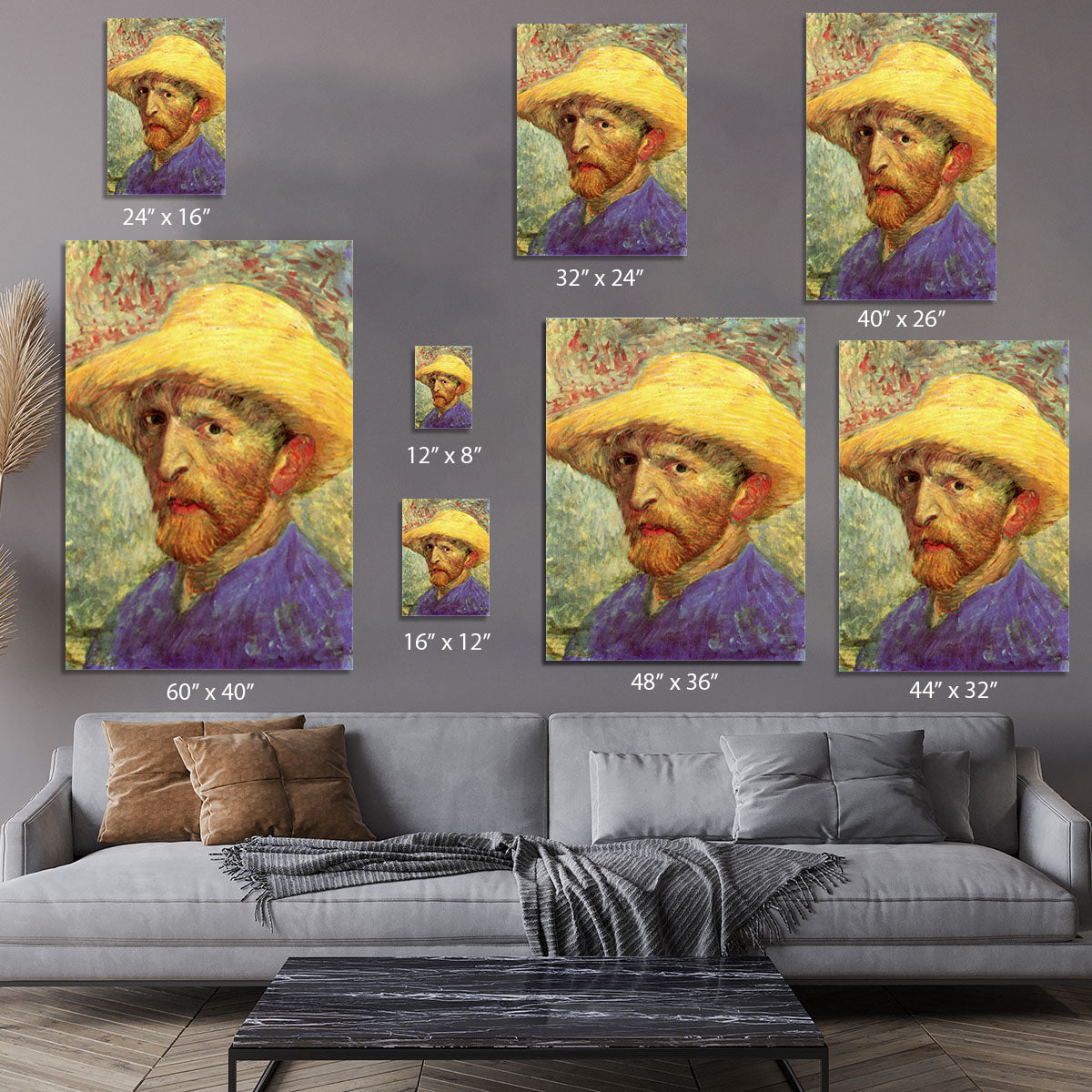 Self-Portrait with Straw Hat 3 by Van Gogh Canvas Print or Poster - Canvas Art Rocks - 7