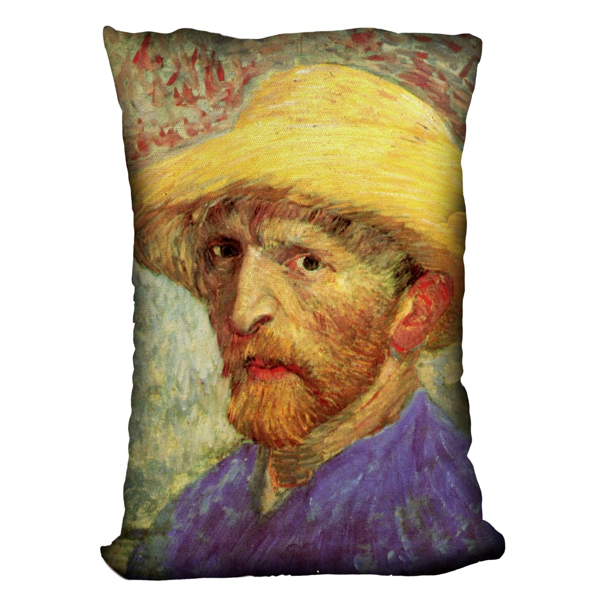 Self-Portrait with Straw Hat 3 by Van Gogh Cushion