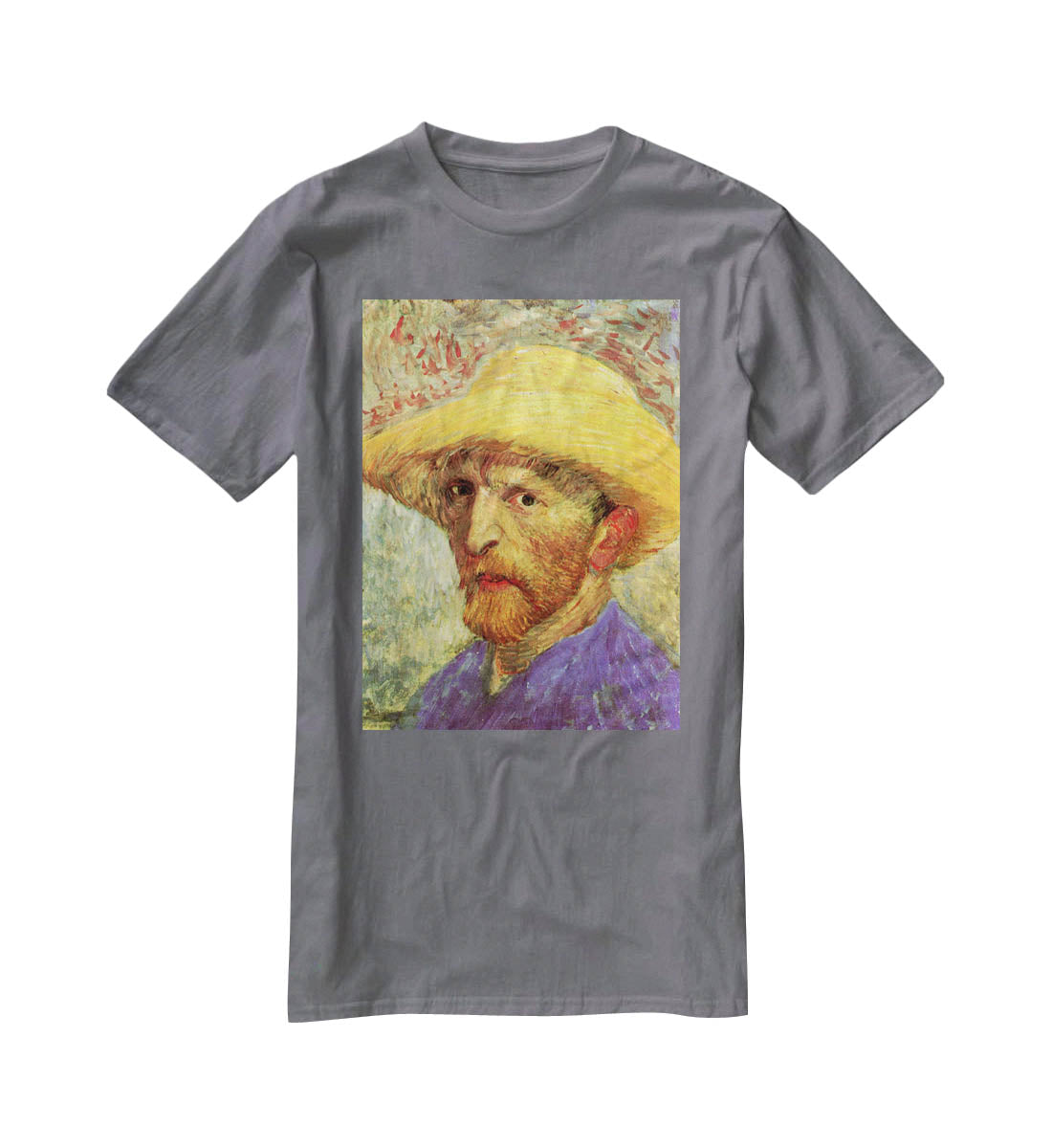 Self-Portrait with Straw Hat 3 by Van Gogh T-Shirt - Canvas Art Rocks - 3