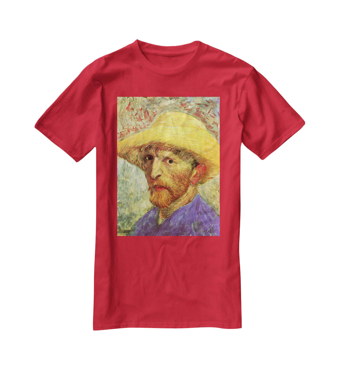 Self-Portrait with Straw Hat 3 by Van Gogh T-Shirt - Canvas Art Rocks - 4