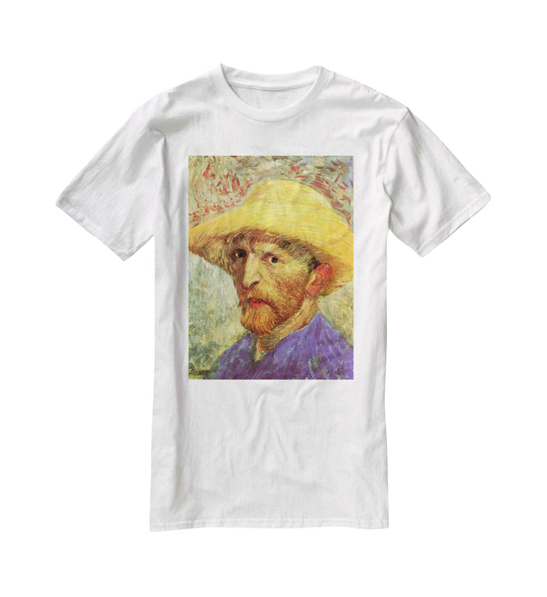 Self-Portrait with Straw Hat 3 by Van Gogh T-Shirt - Canvas Art Rocks - 5