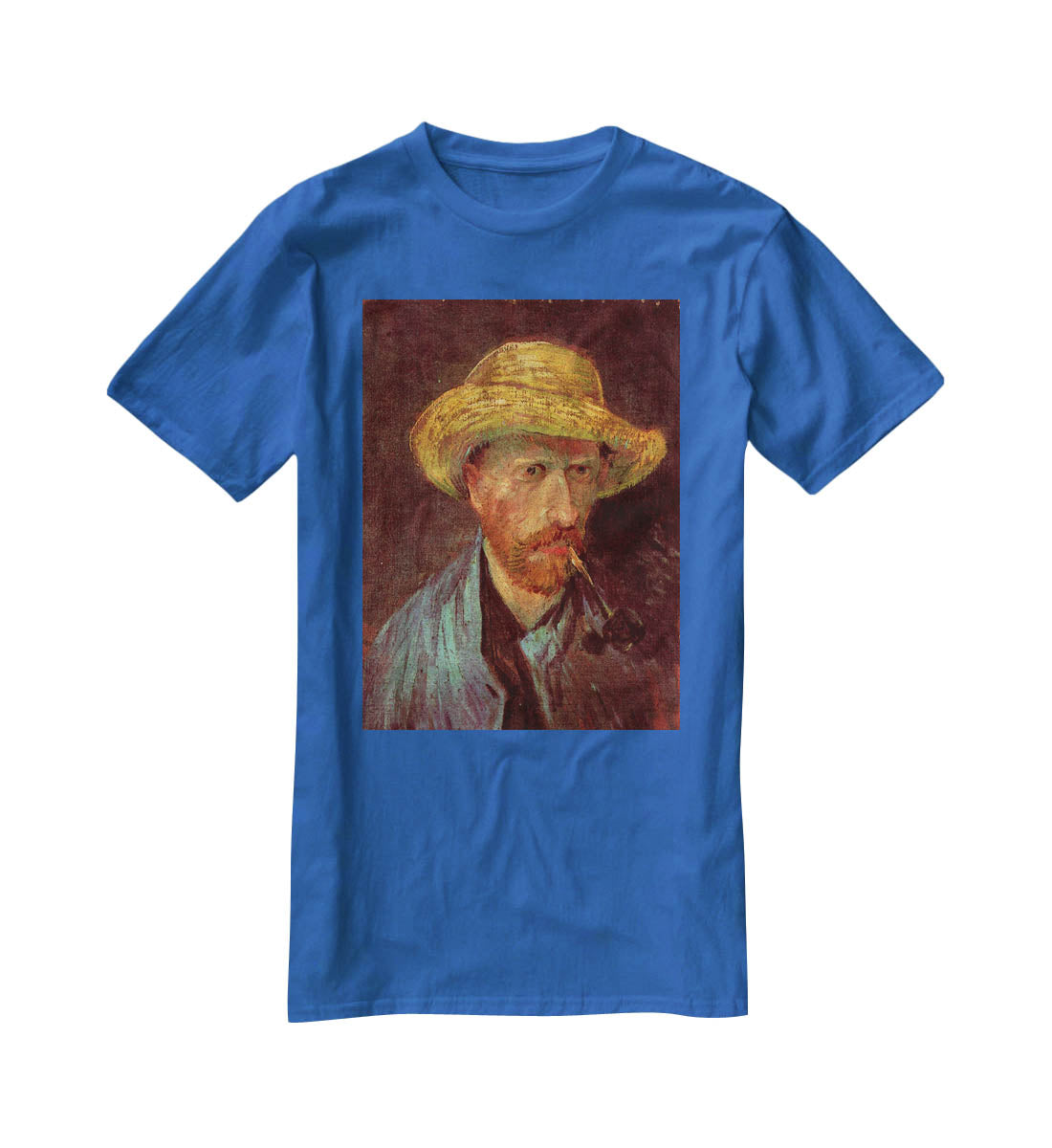 Self-Portrait with Straw Hat and Pipe by Van Gogh T-Shirt - Canvas Art Rocks - 2