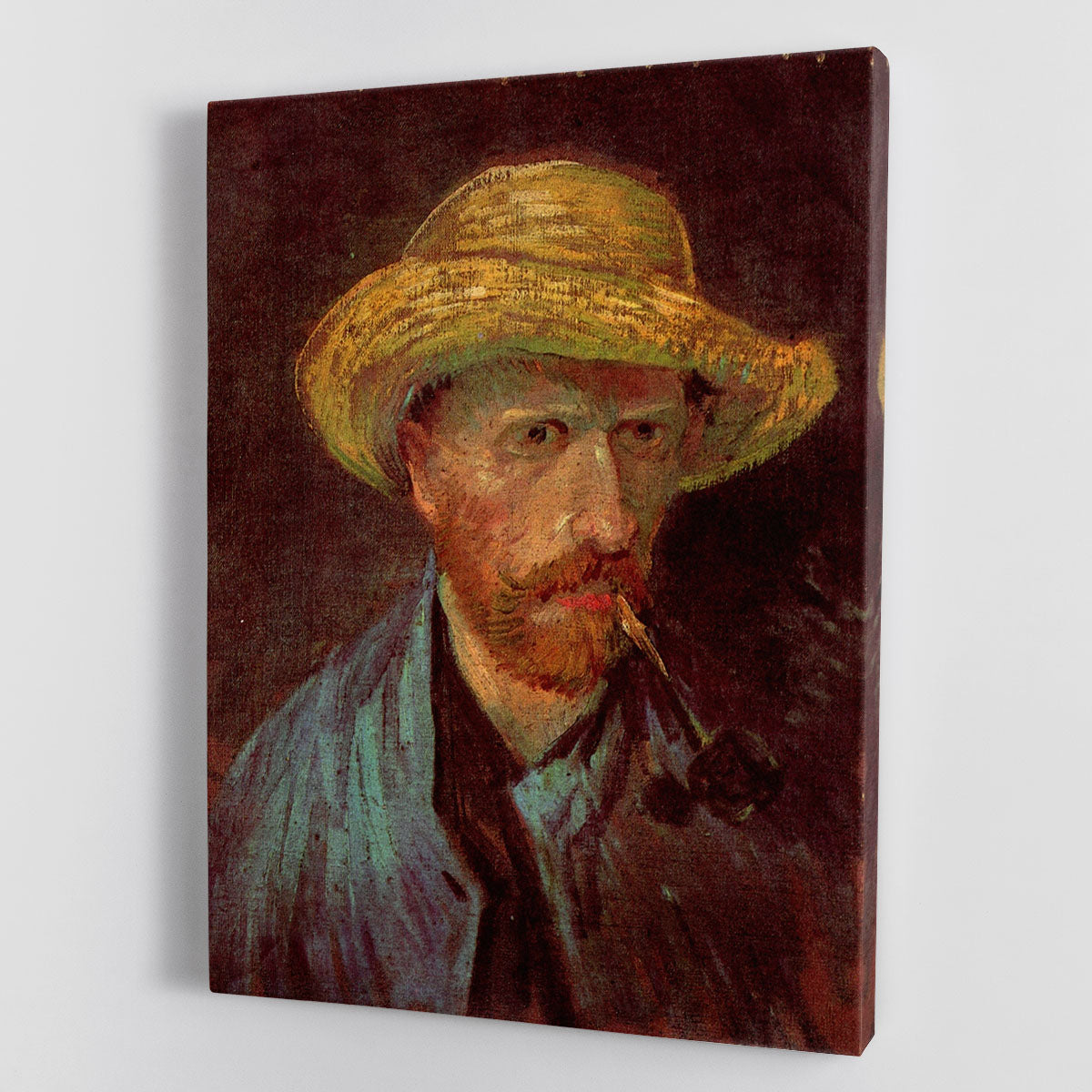 Self-Portrait with Straw Hat and Pipe by Van Gogh Canvas Print or Poster - Canvas Art Rocks - 1