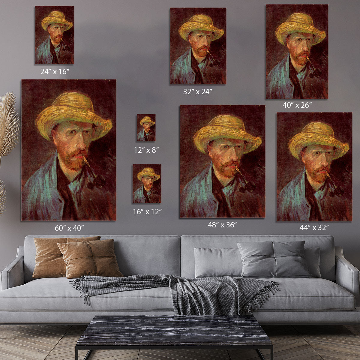 Self-Portrait with Straw Hat and Pipe by Van Gogh Canvas Print or Poster - Canvas Art Rocks - 7