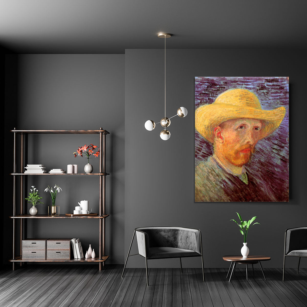 Self-Portrait with Straw Hat by Van Gogh Canvas Print or Poster - Canvas Art Rocks - 5