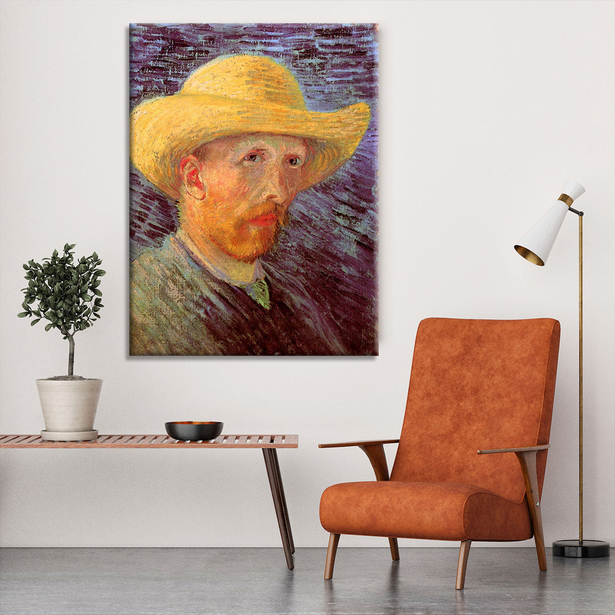 Self-Portrait with Straw Hat by Van Gogh Canvas Print or Poster - Canvas Art Rocks - 6