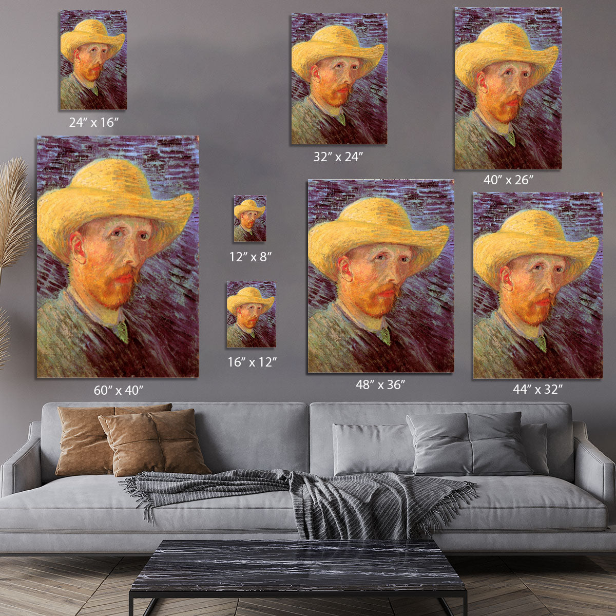 Self-Portrait with Straw Hat by Van Gogh Canvas Print or Poster - Canvas Art Rocks - 7