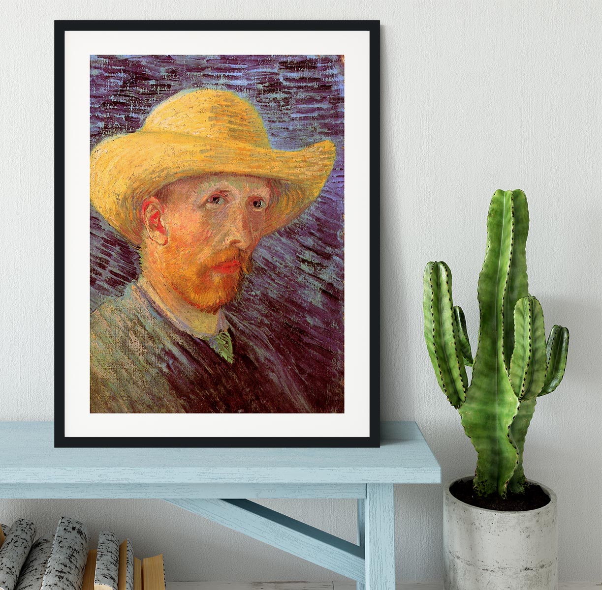 Self-Portrait with Straw Hat by Van Gogh Framed Print - Canvas Art Rocks - 1