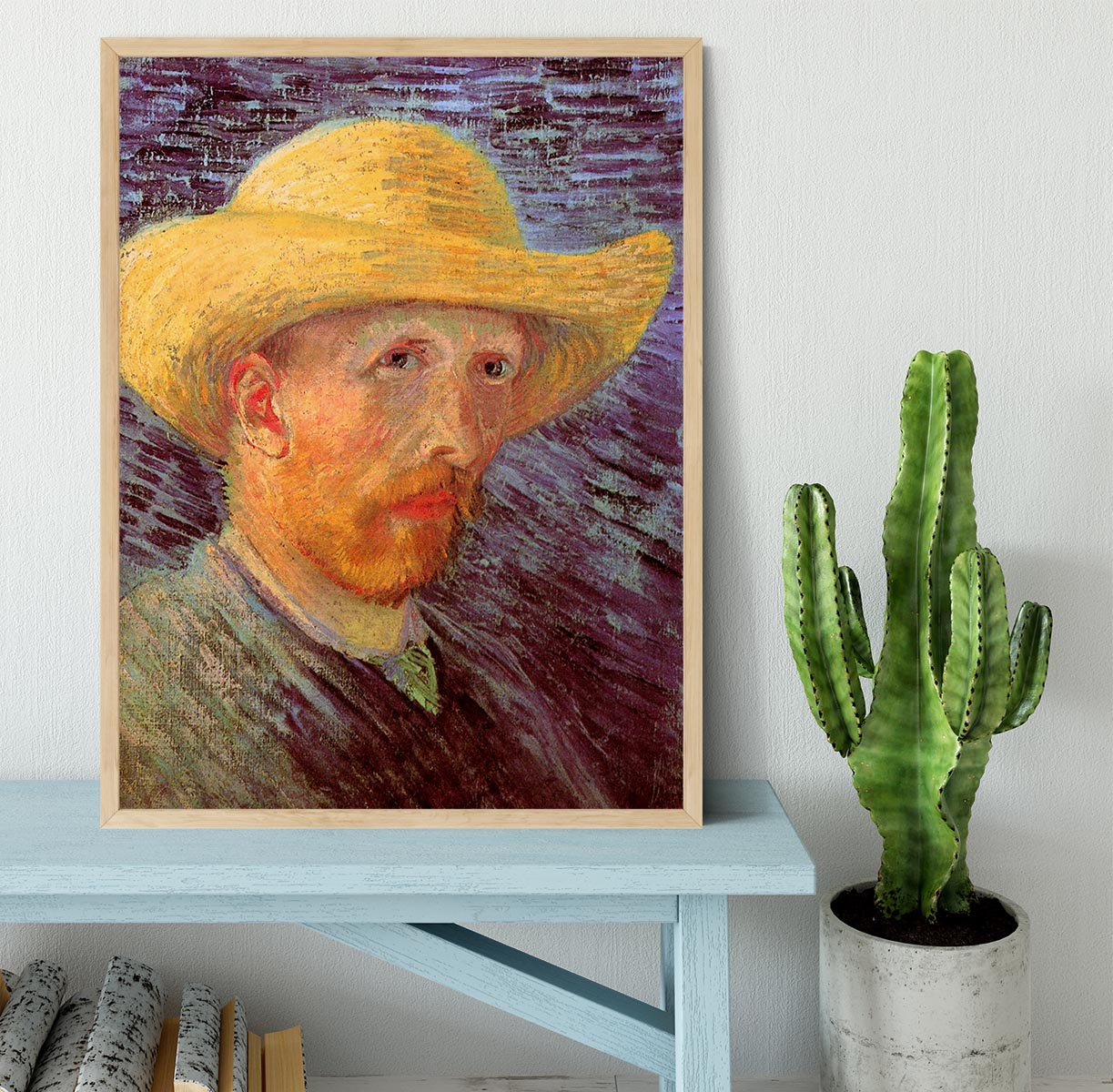 Self-Portrait with Straw Hat by Van Gogh Framed Print - Canvas Art Rocks - 4