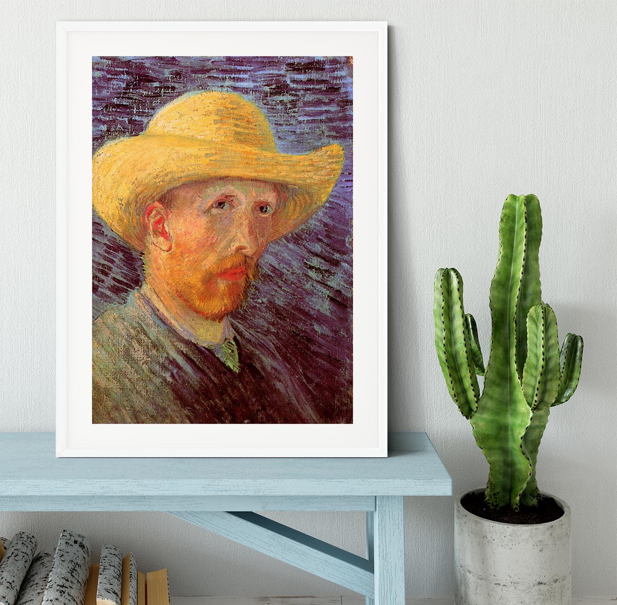 Self-Portrait with Straw Hat by Van Gogh Framed Print - Canvas Art Rocks - 5