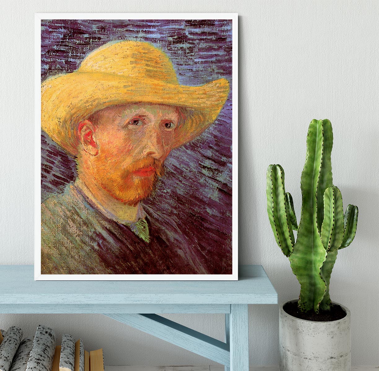 Self-Portrait with Straw Hat by Van Gogh Framed Print - Canvas Art Rocks -6