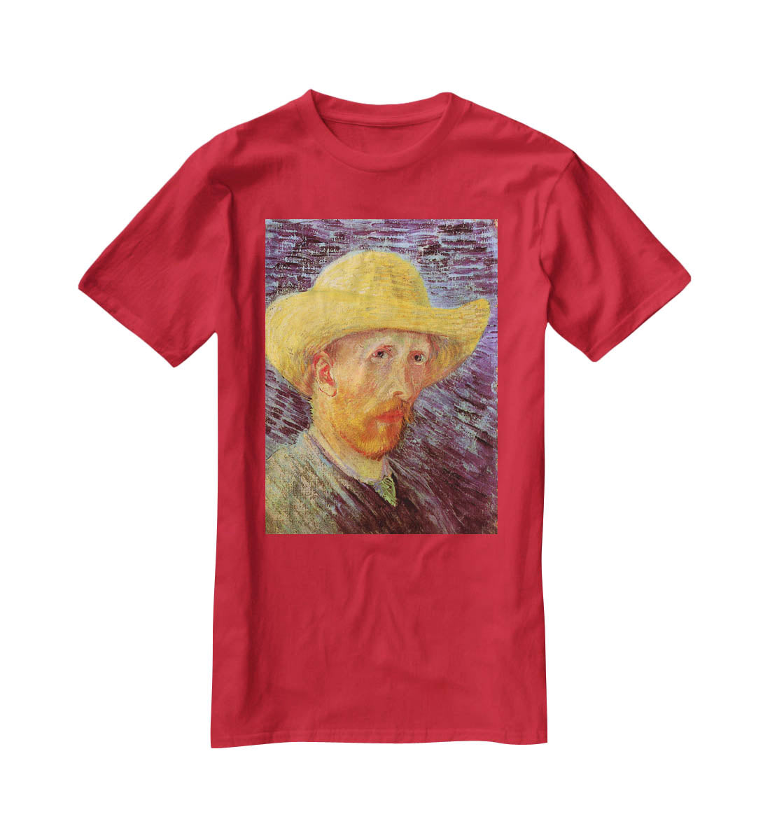 Self-Portrait with Straw Hat by Van Gogh T-Shirt - Canvas Art Rocks - 4