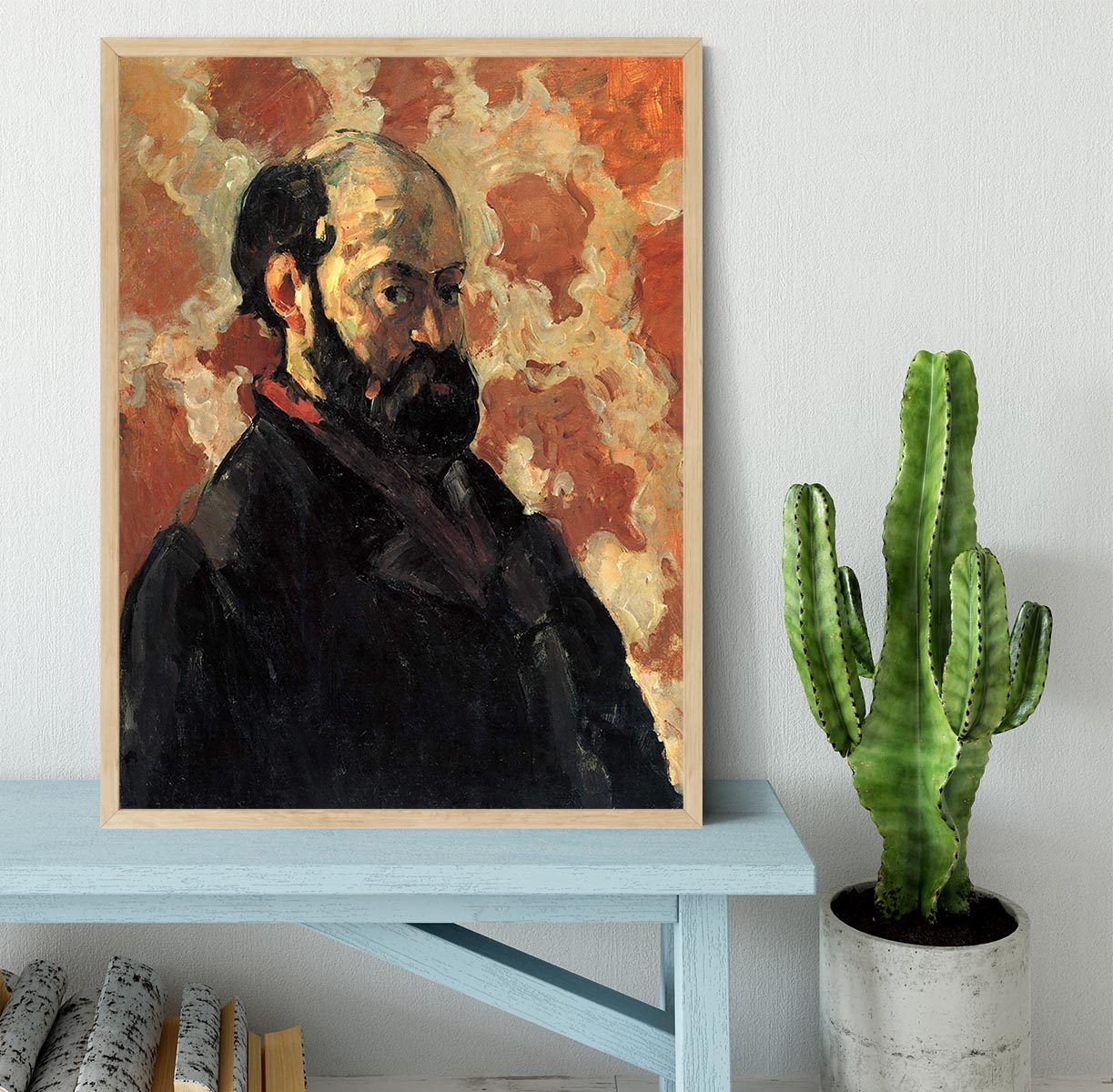 Self-portrait before Rose Background by Cezanne Framed Print - Canvas Art Rocks - 4