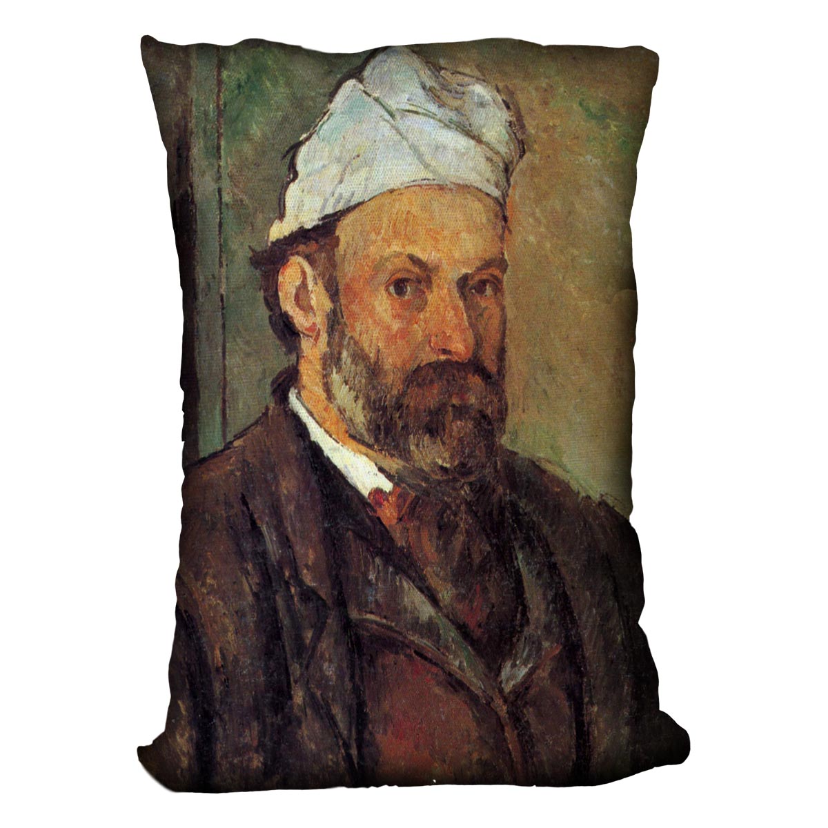 Self-portrait with a white turban by Cezanne Cushion