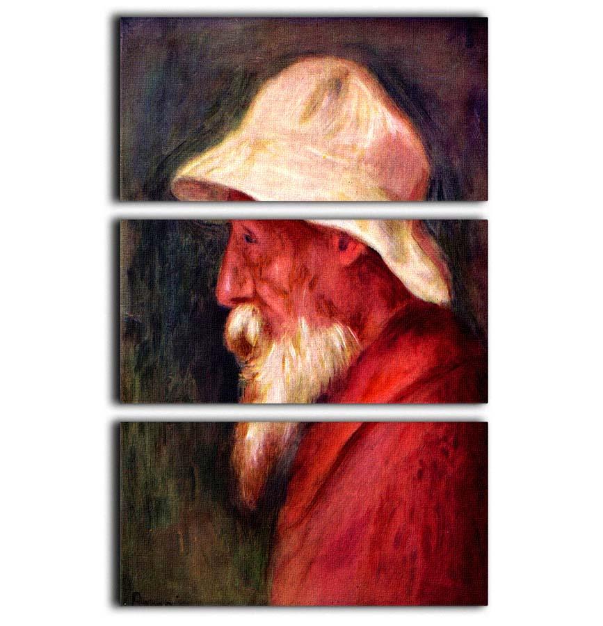 Selfportrait with white hat by Renoir 3 Split Panel Canvas Print - Canvas Art Rocks - 1