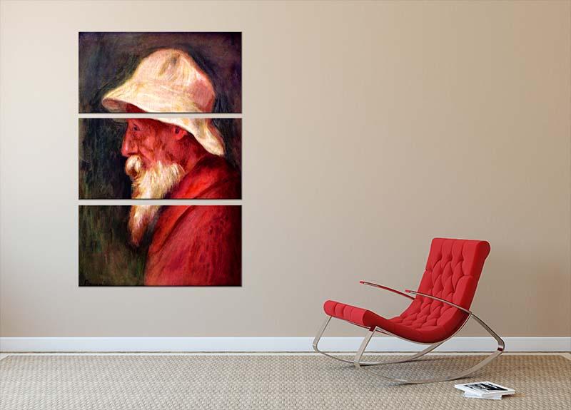 Selfportrait with white hat by Renoir 3 Split Panel Canvas Print - Canvas Art Rocks - 2