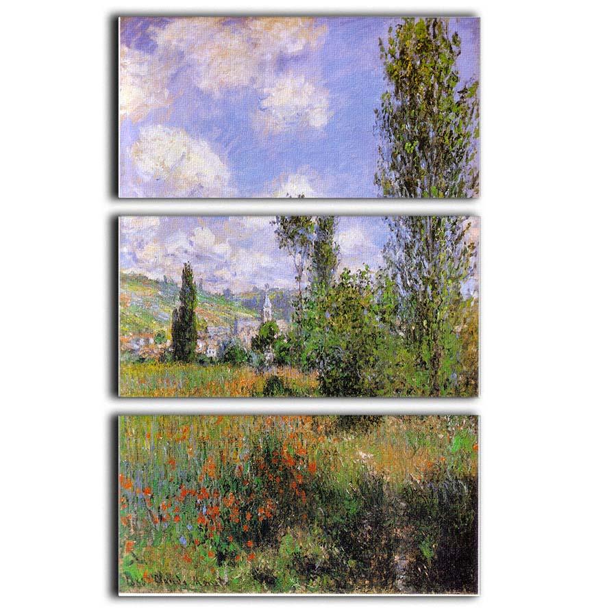 Sentier ile Saint Martin 1880 by Monet 3 Split Panel Canvas Print - Canvas Art Rocks - 1