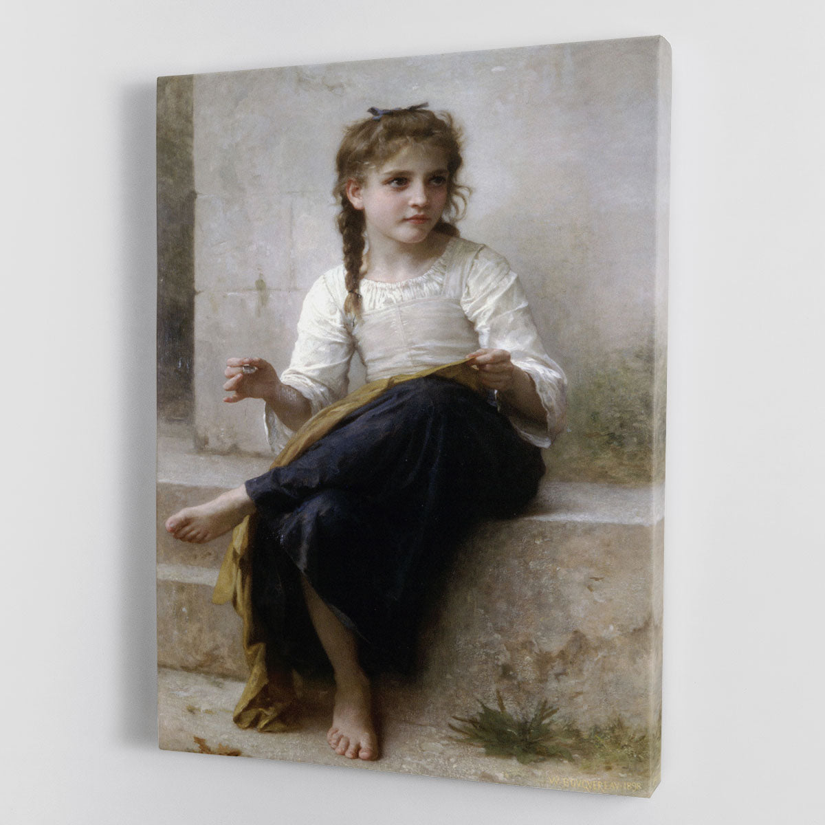 Sewing By Bouguereau Canvas Print or Poster - Canvas Art Rocks - 1