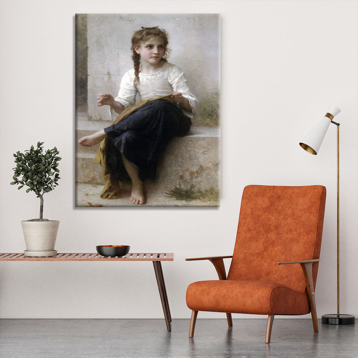 Sewing By Bouguereau Canvas Print or Poster - Canvas Art Rocks - 6