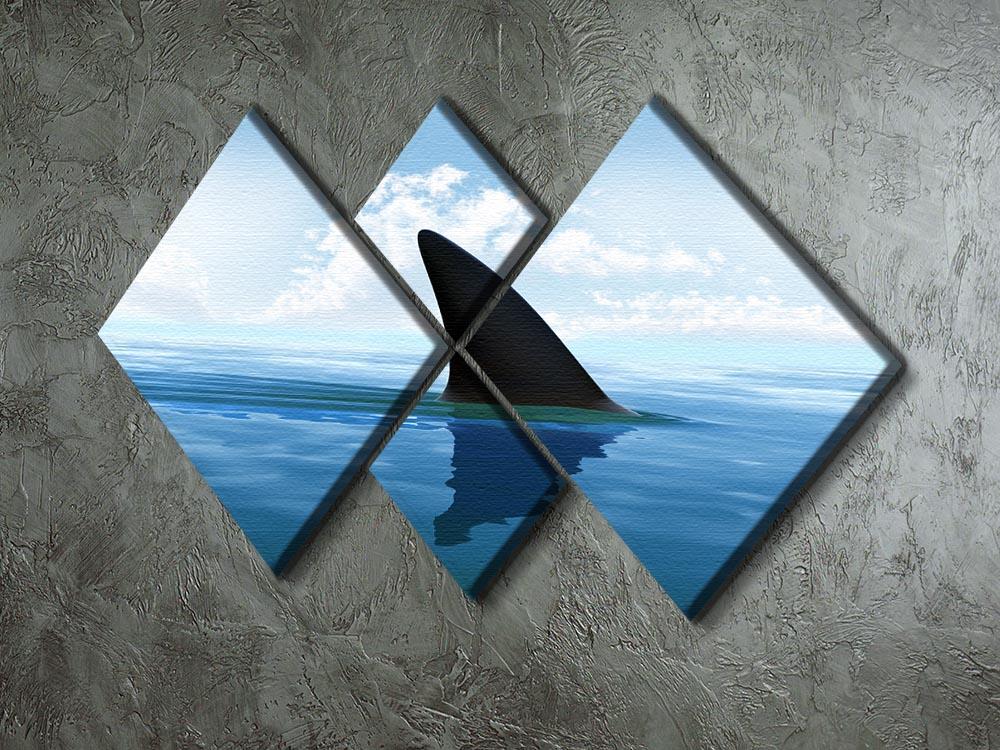 Shark fin above water 4 Square Multi Panel Canvas  - Canvas Art Rocks - 2