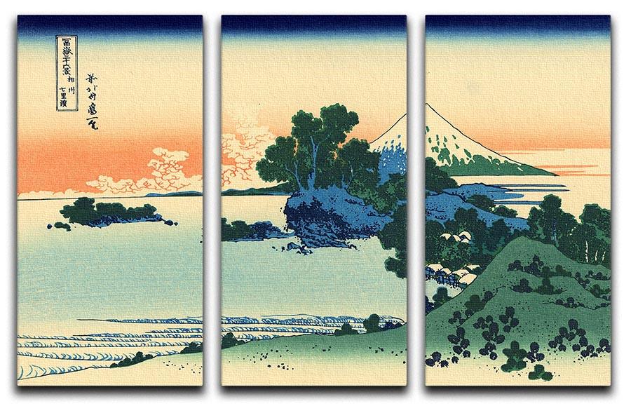 Shichiri beach in Sagami province by Hokusai 3 Split Panel Canvas Print - Canvas Art Rocks - 1
