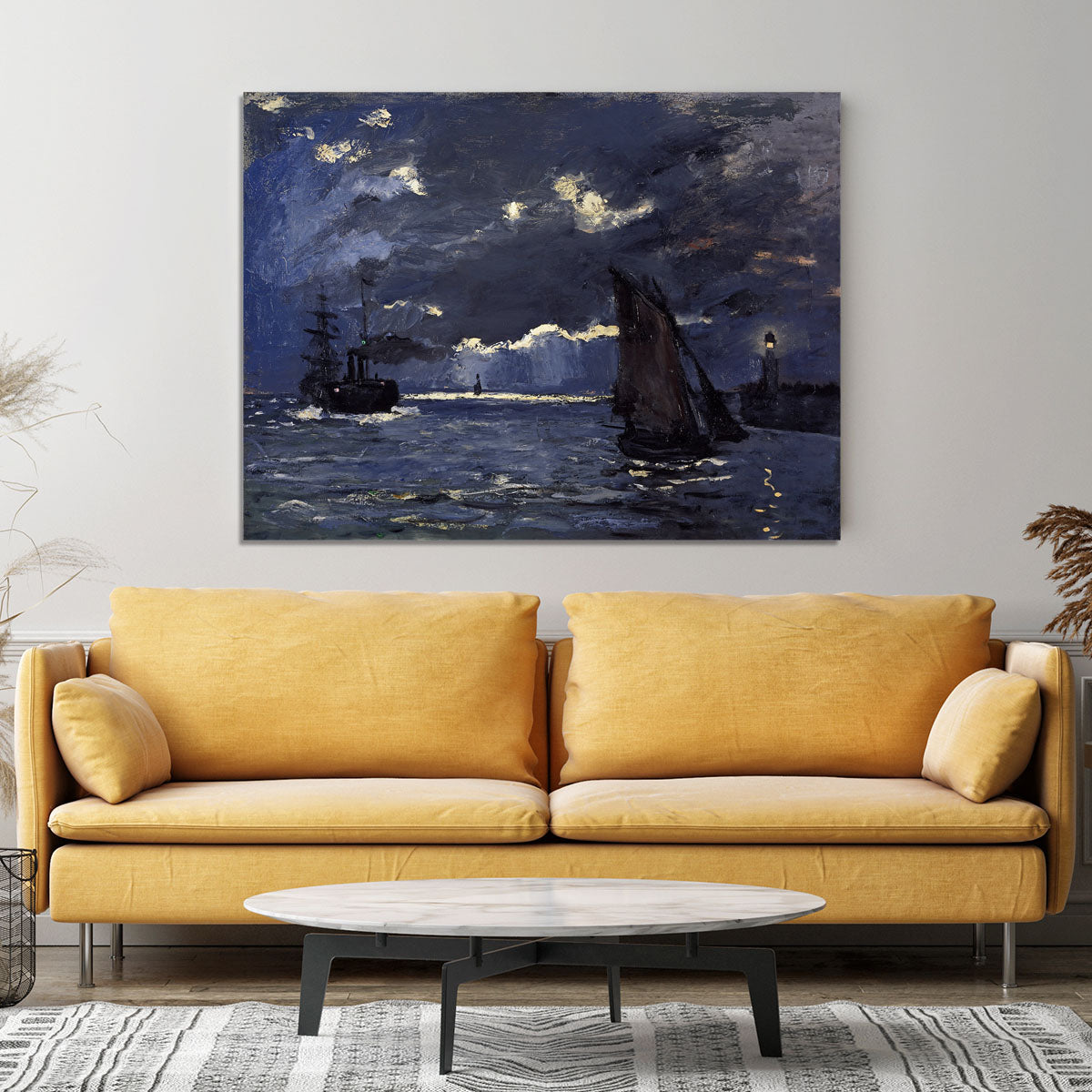 Shipping by Moonlight by Monet Canvas Print or Poster - Canvas Art Rocks - 4