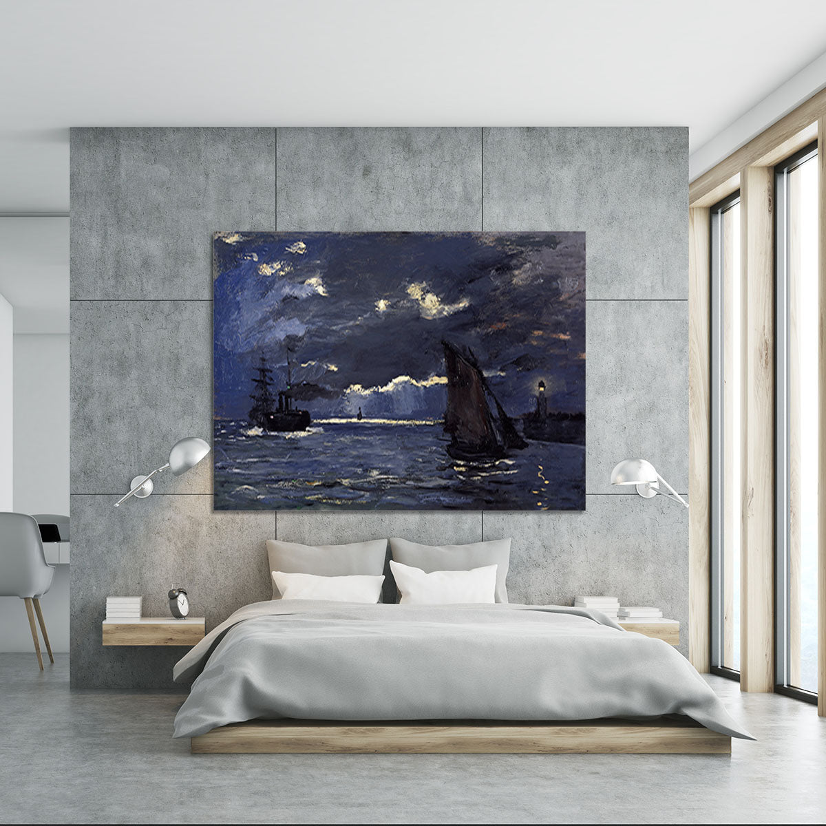 Shipping by Moonlight by Monet Canvas Print or Poster - Canvas Art Rocks - 5