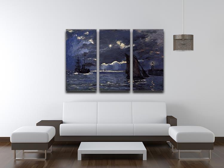 Shipping by Moonlight by Monet Split Panel Canvas Print - Canvas Art Rocks - 4